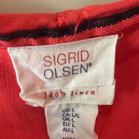 Sigrid Olsen Cherry Red Linen Jacket/Top - Picture 9 of 9
